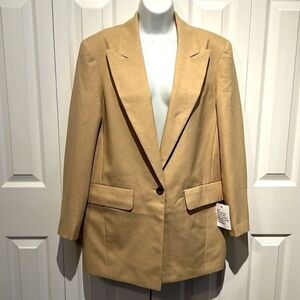 ASOS Tan/Gold Lined Oversized Fit‎ (see measurements) Blazer Size 6 NWT